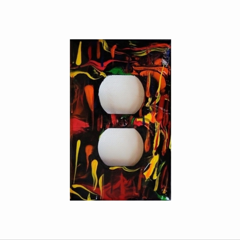 Hand Crafted Abstract Design Duplex Outlet Wall Plate - Picture 2 of 2